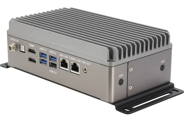 Máy tính công nghiệp AAEON BOXER-6451-ADP vỏ nhôm xám, bốn cổng COM và ba USB phía trước