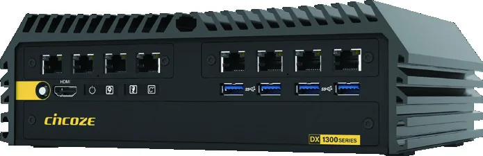 Máy tính công nghiệp không quạt Cincoze DX-1300 nhìn từ mặt cổng kết nối
