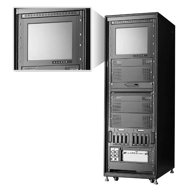 Màn hình công nghiệp FPM-3151G lắp vào tủ rack 19 inch bằng khung rackmount